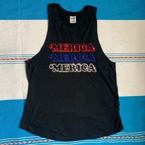🇺🇸PINK Sparkly Merica Tank top